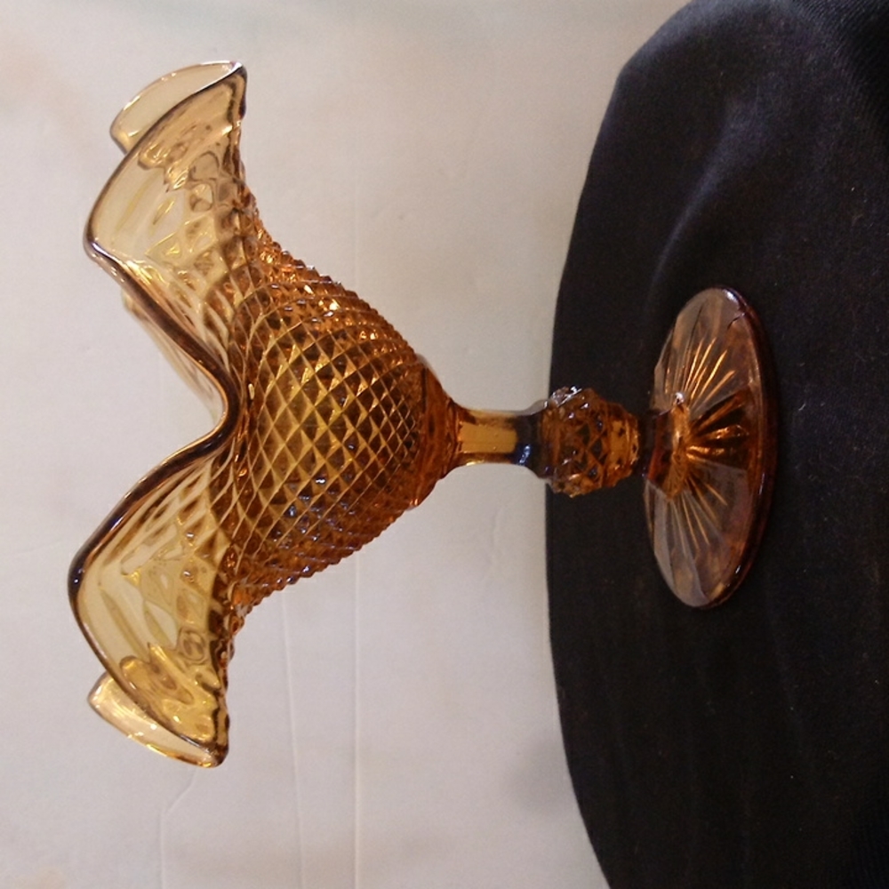 Amber glass candy dish